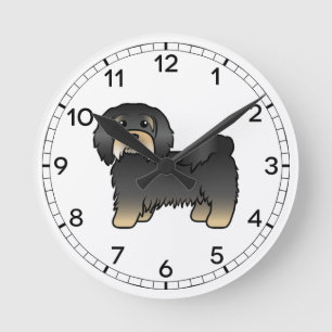 Zwart en lichtbruin Havanese cute cartoon hond Ronde Klok