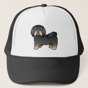 Zwart en lichtbruin Havanese cute cartoon hond Trucker Pet