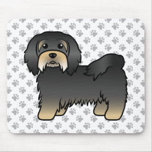 Zwart En Lichtbruin Havanese Hond Cute Cartoon Muismat