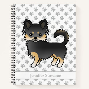 Zwart En Lichtbruin Langharige Chihuahua Hond & Te Notitieboek
