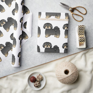 Zwart En Lichtbruin Lhasa Apso Mooie Cartoon Hond Cadeaupapier