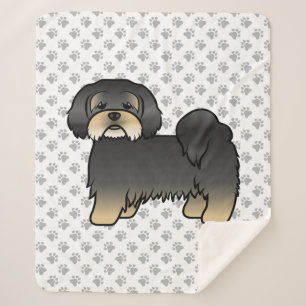 Zwart En Lichtbruin Lhasa Apso Mopshond Cute Carto Sherpa Deken