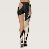 Zwart en Lichtbruin Marmerpatroon Leggings (Achterkant)