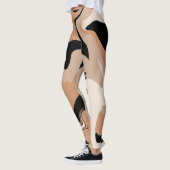 Zwart en Lichtbruin Marmerpatroon Leggings (Links)