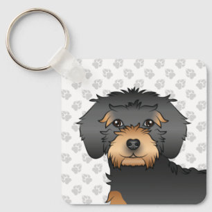 Zwart En Lichtbruin Mini Goldendoodle Cartoonhond  Sleutelhanger