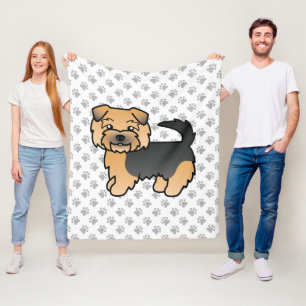 Zwart En Lichtbruin Norfolk Terrier Cartoon Hond & Fleece Deken