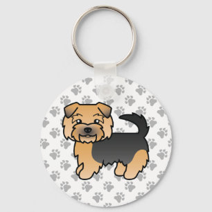Zwart En Lichtbruin Norfolk Terrier Cartoon Hond & Sleutelhanger