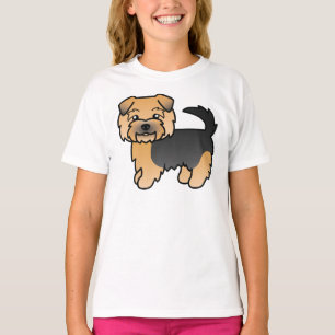 Zwart En Lichtbruin Norfolk Terrier Schattige Cart T-shirt
