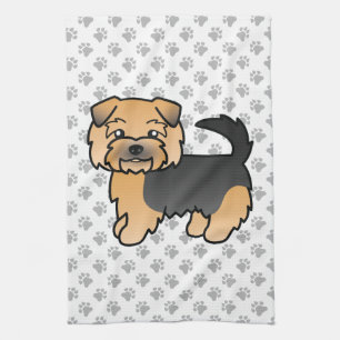 Zwart En Lichtbruin Norfolk Terrier Schattige Cart Theedoek