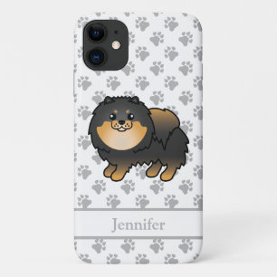 Zwart en lichtbruin Pomeranian cute cartoon hond & iPhone 11 Hoesje