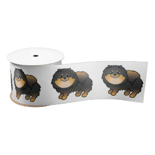 Zwart En Lichtbruin Pomeranian Zachte Tekening Hon Lint