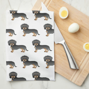 Zwart En Lichtbruin Ruwharige Dachshond Hond Patro Theedoek