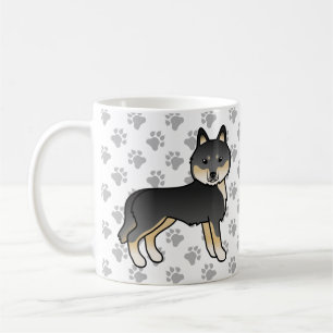 Zwart En Lichtbruin Siberische Husky Cartoon Hond Koffiemok