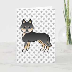 Zwart en lichtbruin Siberische Husky Schattige Car Kaart