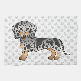 Zwart En Lichtbruin Vlekkerig Kort Haar Dachshund Theedoek