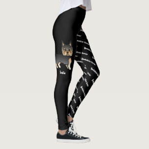 Zwart en lichtbruin Yorkie & naam en ras van de ho Leggings