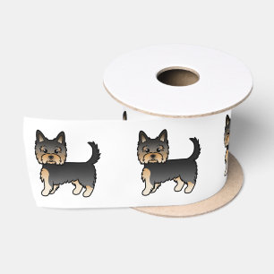 Zwart En Lichtbruin Yorkshire Terrier Cartoon Hond Lint