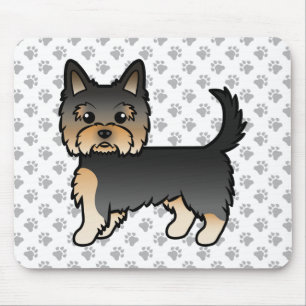 Zwart En Lichtbruin Yorkshire Terrier Cartoon Hond Muismat