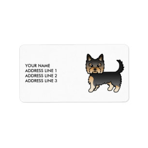 Zwart En Lichtbruin Yorkshire Terrier Hond & Aange Etiket