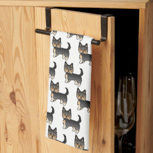 Zwart En Lichtbruin Yorkshire Terrier Hond Patroon Theedoek