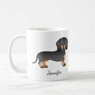 Zwart En Lichtbruine Gladharige Dachshond Hond & N Koffiemok