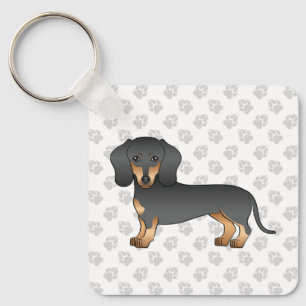 Zwart En Lichtbruine Gladharige Dachshond Hond & P Sleutelhanger