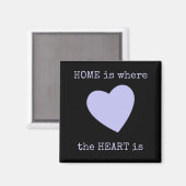 Zwart en lila met hart en huiscitaat magneet (Voorkant / Achterkant)