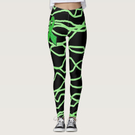 Zwart en Lime Green Squiggly Lyme Leggings
