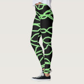 Zwart en limoengroen Squiggly Abstracte Leggings (Links)