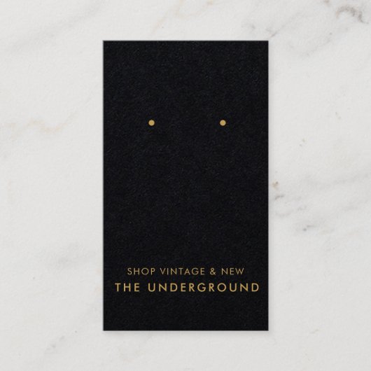 Zwart en messing Oorbel Display Kaart Visitekaartje (Voorkant)