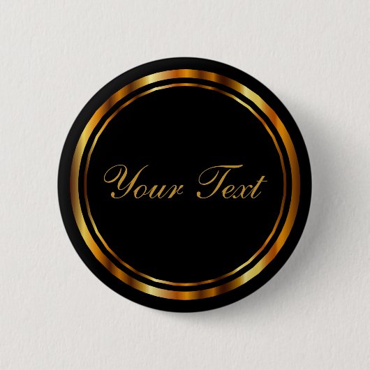 Zwart en metaal goud met DIY-tekst Ronde Button 5,7 Cm (Voorkant)