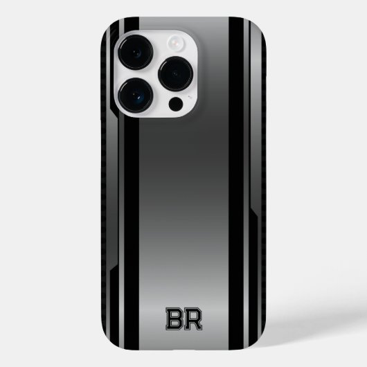 Zwart en metaalzilver Geometrisch Masculine-ontwer Case-Mate iPhone Case (Achterkant)