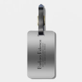Zwart en metallisch zilver geometrisch ontwerp bagagelabel (Achterkant verticaal)