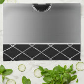 Zwart en metallisch zilver geometrisch ontwerp theedoek (Gevouwen)