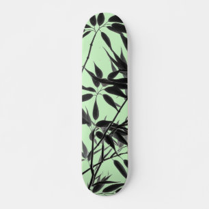 Zwart en Mint Groen Bamboe Plant Skateboard