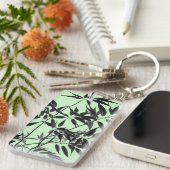 Zwart en Mint Groen Bamboe Plant Sleutelhanger (Voorkant Rechts)