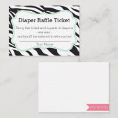 Zwart en Mint Zebra Luier Raffle Ticket Informatiekaartje (Voorkant / Achterkant)