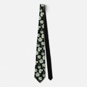 Zwart en Moody Elegant Wit Bloemen Patroon Stropdas (Voorkant)