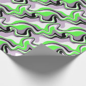 Zwart en Neon Green Fluid Abstract Cadeaupapier (Hoek)