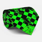 Zwart en Neon Green Stropdas (Opgerold)