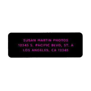 Zwart en Neon Roze Moderne Minimalist Etiket