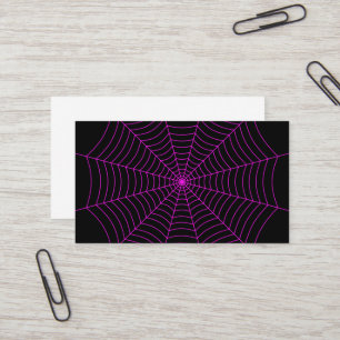 Zwart en neon roze spinnenweb Halloween patroon Visitekaartje