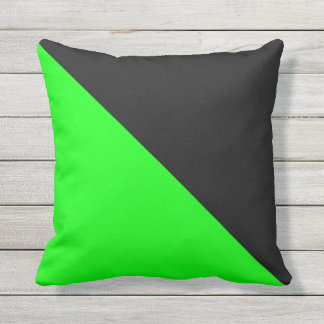 Zwart en neongroen diagonaal gespleten kleurenstra buitenkussen