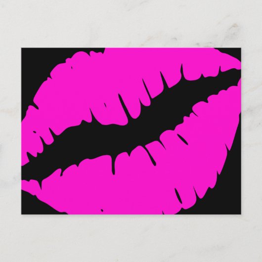 Zwart en neonroze lippenstift calligraphy bedankje briefkaart (Voorkant)