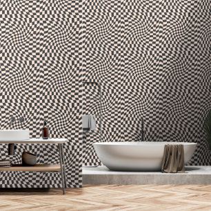 Zwart en Off White Twisted Checkerboard Behang