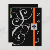 Zwart en Oranje Afstuderen met rollint Kaart (Voorkant / Achterkant)