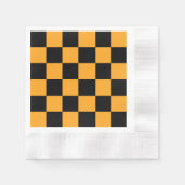 Zwart en Oranje Check Pattern Servetten (Voorkant)
