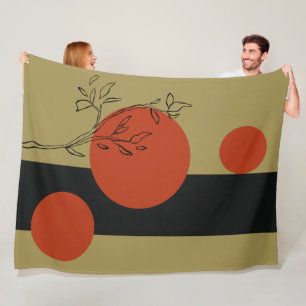 zwart en oranje cirkels geometrisch patroon fleece deken