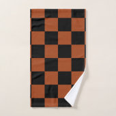 Zwart en Oranje Gecontroleerd vierkant buffel Bad Handdoek (Handdoek)