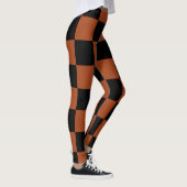 Zwart en Oranje Gecontroleerd vierkant buffel Leggings (Rechts)